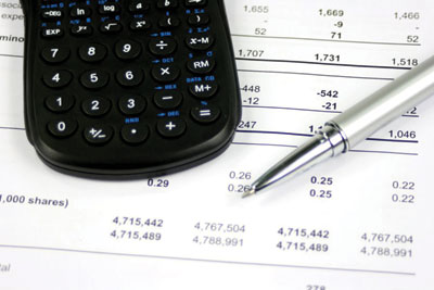 Calculator on a balance sheet