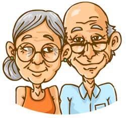 Illustration of old couple