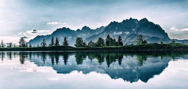 Reflection of mountains in lake