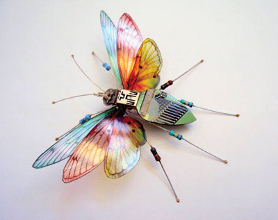 Butterfly made out of discarded electronics