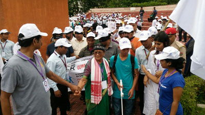 Participants and volunteers at the Guwahati Blind Walk 2016
