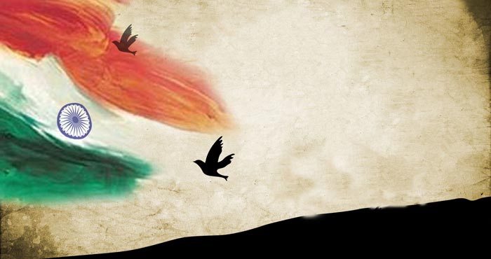 Doves flying past Indian flag
