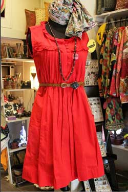 Red dress on sale at street shop