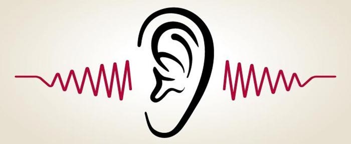 Illustration of ear giving off sound waves