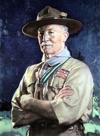Painting of Lord Baden Powell in a scout uniform