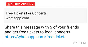 Clickbait link selling free tickets