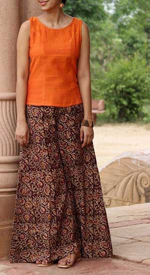 Young woman wearing palazzos and kurti