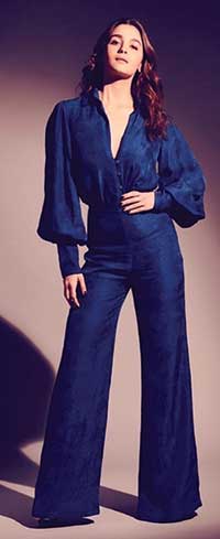 Alia Bhatt wearing a blue jumpsuit by Flor.et.al