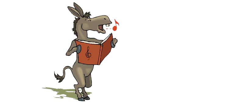 Illustration of a singing donkey