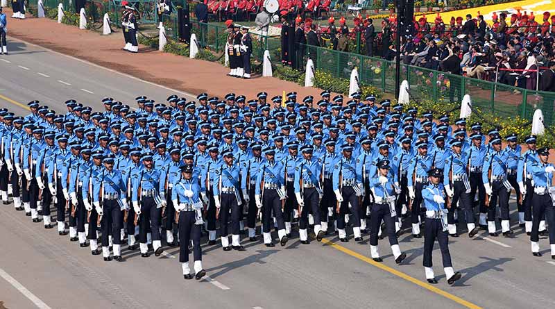 The Air Force Marching Contingent passes through the Rajpath, at the 71st Republic Day celebrations in New Delhi on January 26, 2020.