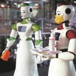 Sanitizer-dispensing robots by Asimov Robotics