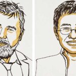 Illustrations of 2021 Nobel Peace Prize Winners imitry Muratov and Maria Ressa