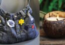 Denim bag and coconut candle