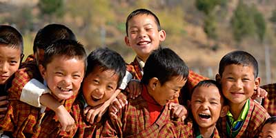 Bhutanese children laughing