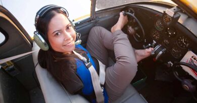 Jessica Cox in the cockpit of a plane
