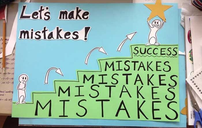 Four stairs of mistakes leading up to success
