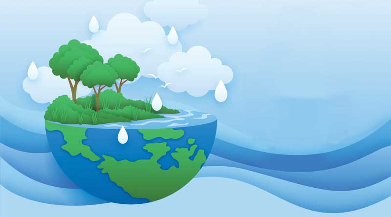 Illustration of Mother Earth with water and forest cover
