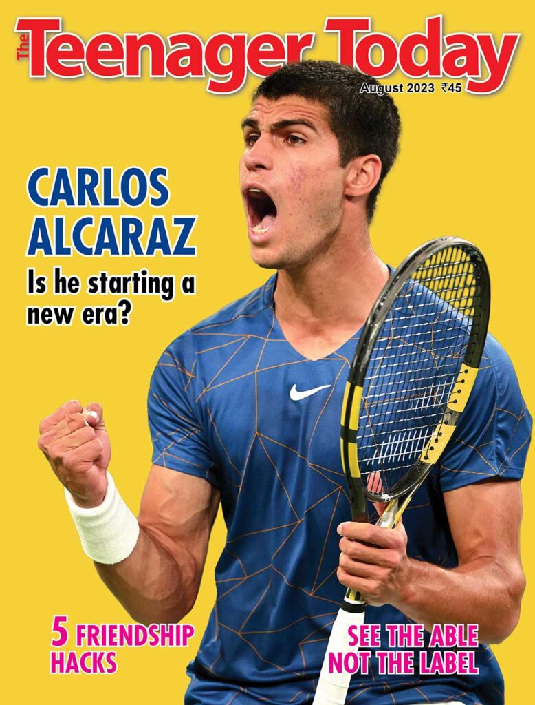 Cover of the August 2023 issue of The Teenager Today featuring tennis sensation Carlos Alcaraz.