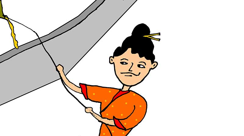 Illustration of General Han Xin flying a kite